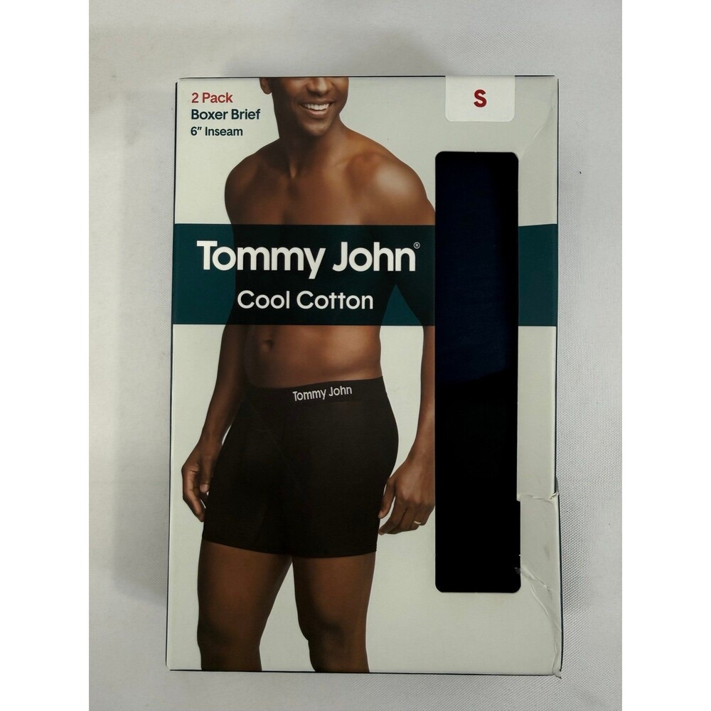 Tommy John Boxer Briefs Men’s Size small 6” inseam Cool Cotton 2pk Navy/Black